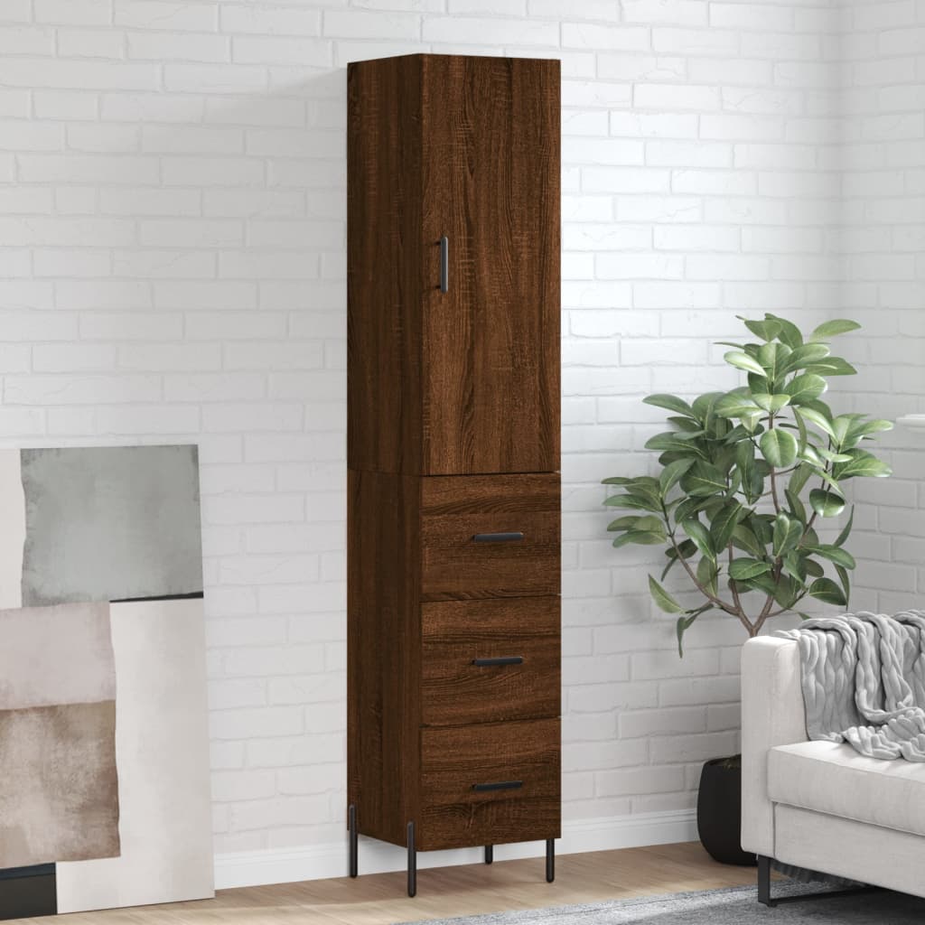 vidaXL Highboard Brown Oak 34.5x34x180 cm Engineered Wood