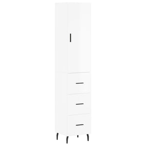 vidaXL Highboard High Gloss White 34.5x34x180 cm Engineered Wood