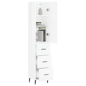 vidaXL Highboard High Gloss White 34.5x34x180 cm Engineered Wood