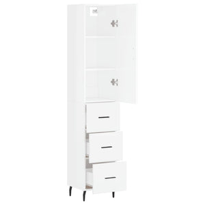 vidaXL Highboard High Gloss White 34.5x34x180 cm Engineered Wood