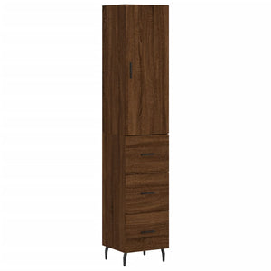 vidaXL Highboard Brown Oak 34.5x34x180 cm Engineered Wood