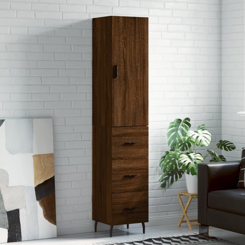 vidaXL Highboard Brown Oak 34.5x34x180 cm Engineered Wood