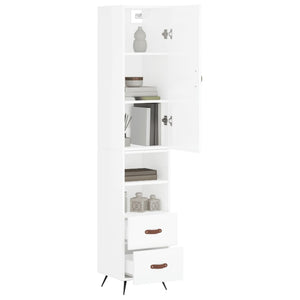 vidaXL Highboard High Gloss White 34.5x34x180 cm Engineered Wood