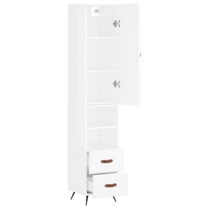 vidaXL Highboard High Gloss White 34.5x34x180 cm Engineered Wood