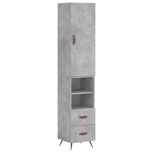 vidaXL Highboard Concrete Grey 34.5x34x180 cm Engineered Wood