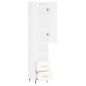 vidaXL Highboard High Gloss White 34.5x34x180 cm Engineered Wood