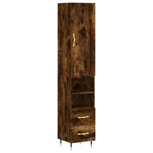 vidaXL Highboard Smoked Oak 34.5x34x180 cm Engineered Wood