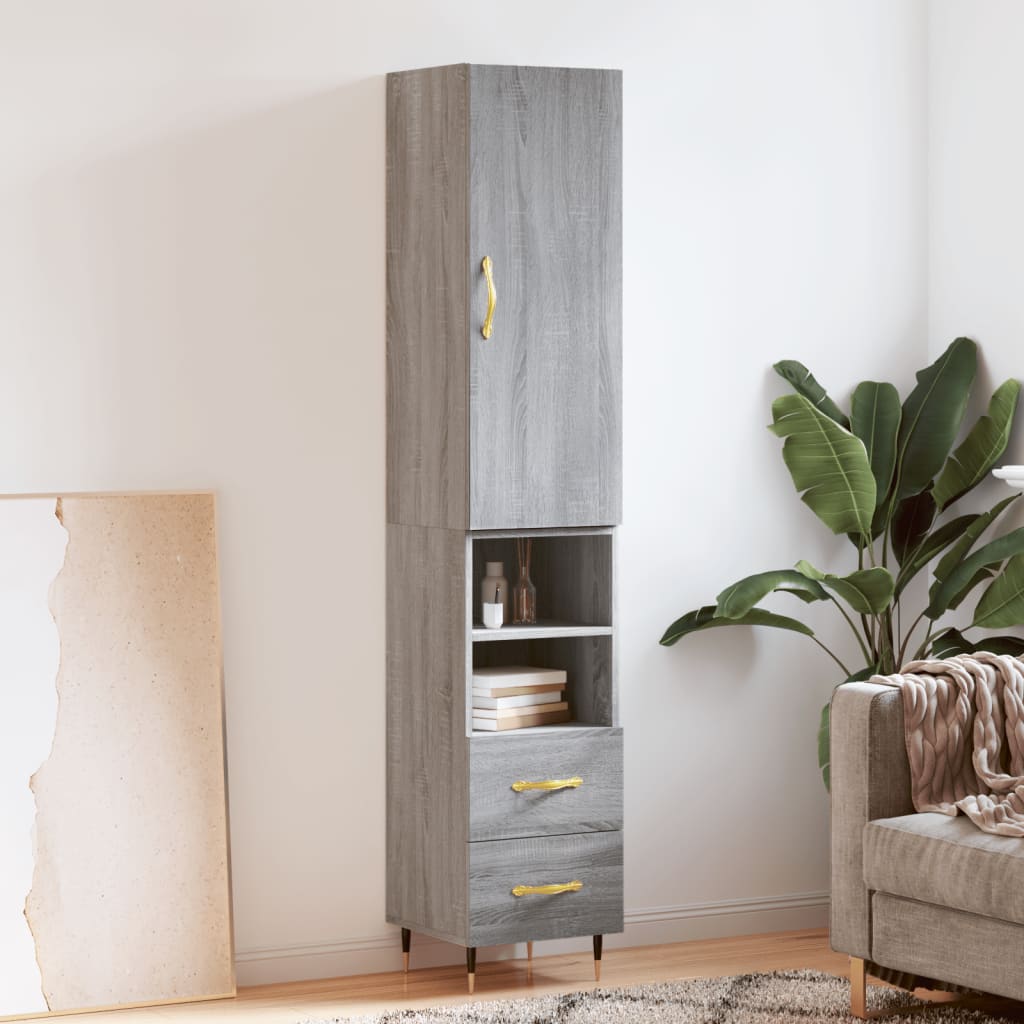 vidaXL Highboard Grey Sonoma 34.5x34x180 cm Engineered Wood