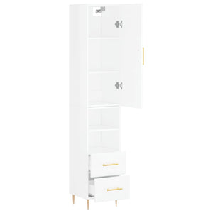 vidaXL Highboard High Gloss White 34.5x34x180 cm Engineered Wood