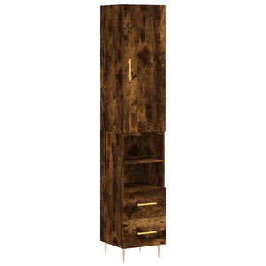 vidaXL Highboard Smoked Oak 34.5x34x180 cm Engineered Wood