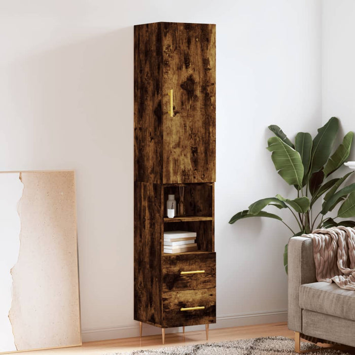 vidaXL Highboard Smoked Oak 34.5x34x180 cm Engineered Wood