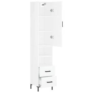 vidaXL Highboard High Gloss White 34.5x34x180 cm Engineered Wood