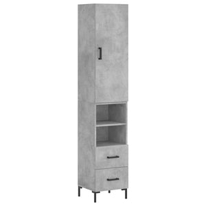 vidaXL Highboard Concrete Grey 34.5x34x180 cm Engineered Wood