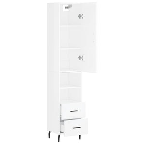 vidaXL Highboard High Gloss White 34.5x34x180 cm Engineered Wood