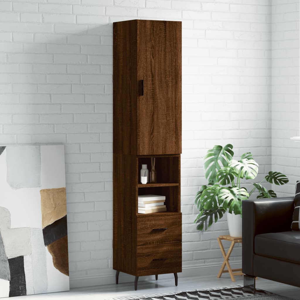 vidaXL Highboard Brown Oak 34.5x34x180 cm Engineered Wood