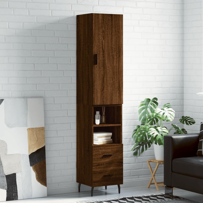 vidaXL Highboard Brown Oak 34.5x34x180 cm Engineered Wood