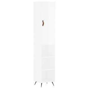 vidaXL Highboard High Gloss White 34.5x34x180 cm Engineered Wood