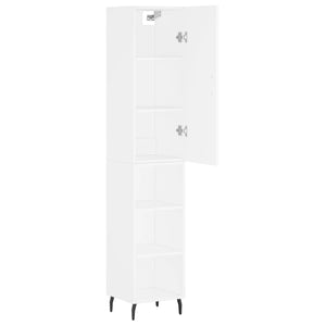 vidaXL Highboard High Gloss White 34.5x34x180 cm Engineered Wood