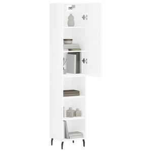 vidaXL Highboard High Gloss White 34.5x34x180 cm Engineered Wood