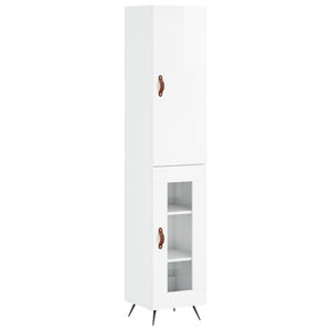 vidaXL Highboard High Gloss White 34.5x34x180 cm Engineered Wood