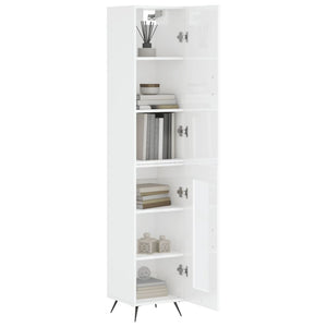 vidaXL Highboard High Gloss White 34.5x34x180 cm Engineered Wood