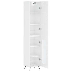 vidaXL Highboard High Gloss White 34.5x34x180 cm Engineered Wood