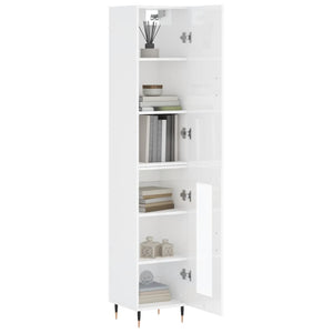 vidaXL Highboard High Gloss White 34.5x34x180 cm Engineered Wood