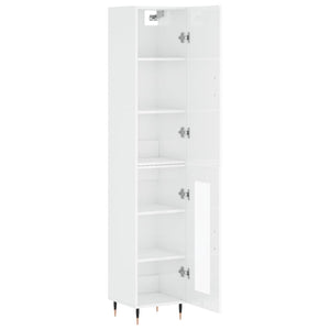 vidaXL Highboard High Gloss White 34.5x34x180 cm Engineered Wood