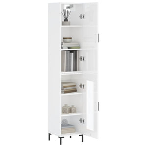 vidaXL Highboard High Gloss White 34.5x34x180 cm Engineered Wood