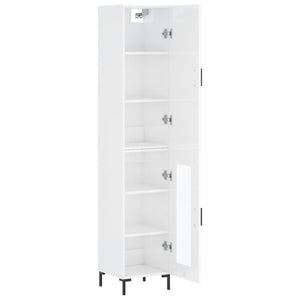 vidaXL Highboard High Gloss White 34.5x34x180 cm Engineered Wood