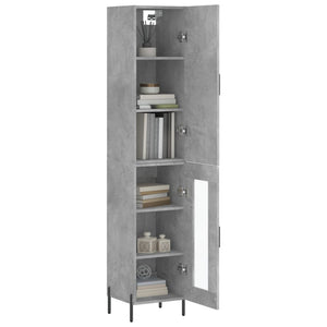 vidaXL Highboard Concrete Grey 34.5x34x180 cm Engineered Wood