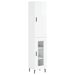 vidaXL Highboard High Gloss White 34.5x34x180 cm Engineered Wood