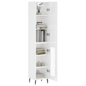 vidaXL Highboard High Gloss White 34.5x34x180 cm Engineered Wood