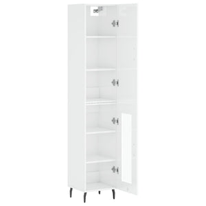 vidaXL Highboard High Gloss White 34.5x34x180 cm Engineered Wood