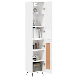 vidaXL Highboard High Gloss White 34.5x34x180 cm Engineered Wood