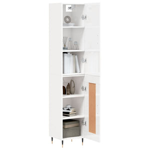 vidaXL Highboard High Gloss White 34.5x34x180 cm Engineered Wood