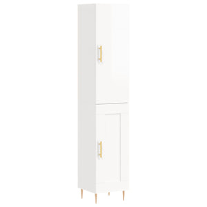 vidaXL Highboard High Gloss White 34.5x34x180 cm Engineered Wood