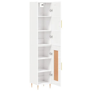 vidaXL Highboard High Gloss White 34.5x34x180 cm Engineered Wood