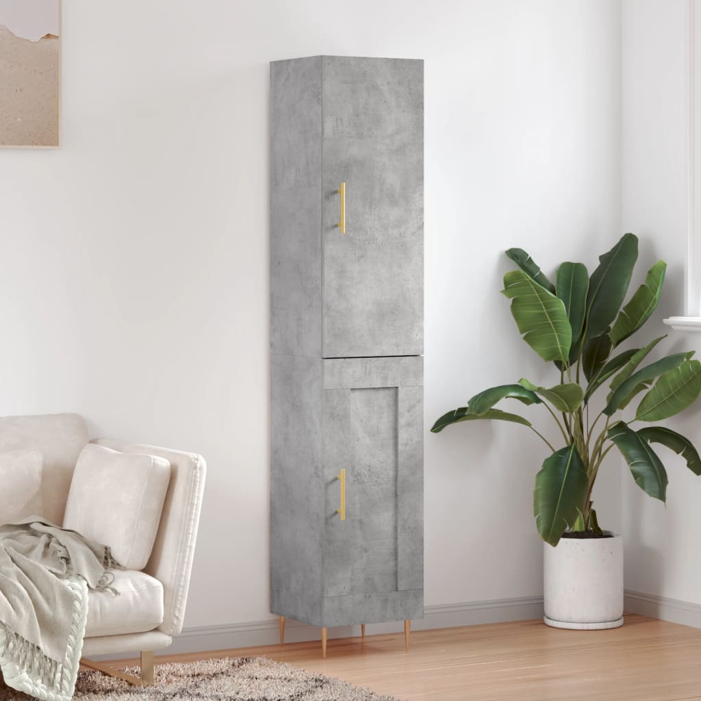 vidaXL Highboard Concrete Grey 34.5x34x180 cm Engineered Wood