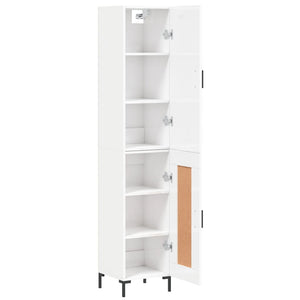 vidaXL Highboard High Gloss White 34.5x34x180 cm Engineered Wood