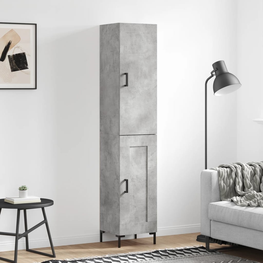 vidaXL Highboard Concrete Grey 34.5x34x180 cm Engineered Wood