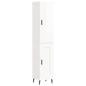 vidaXL Highboard High Gloss White 34.5x34x180 cm Engineered Wood