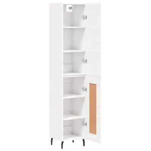 vidaXL Highboard High Gloss White 34.5x34x180 cm Engineered Wood