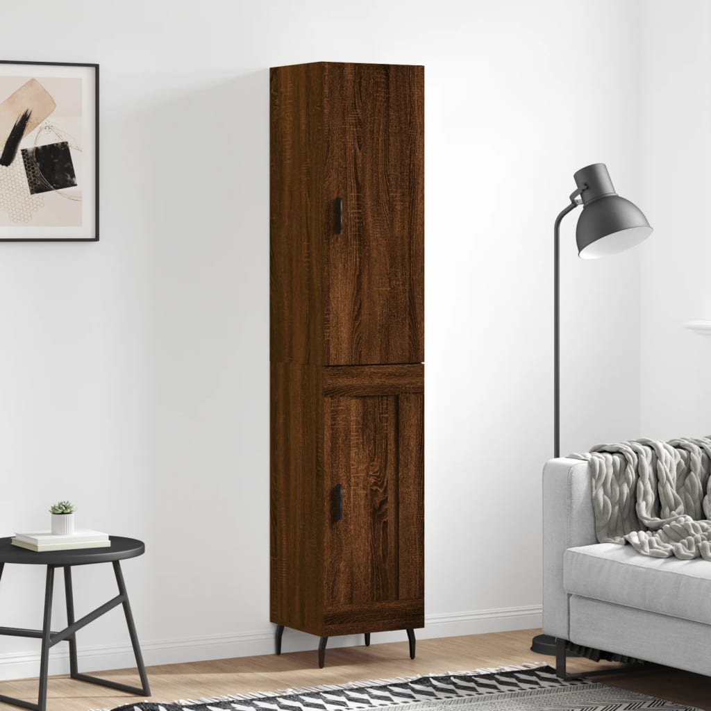 vidaXL Highboard Brown Oak 34.5x34x180 cm Engineered Wood