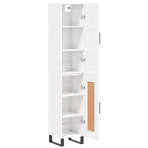 vidaXL Highboard High Gloss White 34.5x34x180 cm Engineered Wood