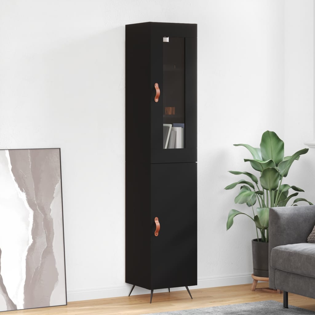 vidaXL Highboard Black 34.5x34x180 cm Engineered Wood