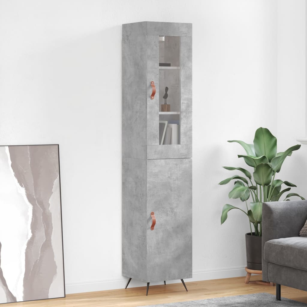 vidaXL Highboard Concrete Grey 34.5x34x180 cm Engineered Wood