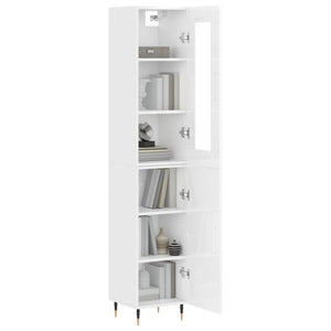 vidaXL Highboard High Gloss White 34.5x34x180 cm Engineered Wood