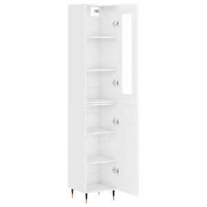 vidaXL Highboard High Gloss White 34.5x34x180 cm Engineered Wood