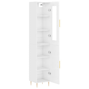 vidaXL Highboard High Gloss White 34.5x34x180 cm Engineered Wood